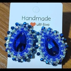Handmade Blue Beaded Earrings